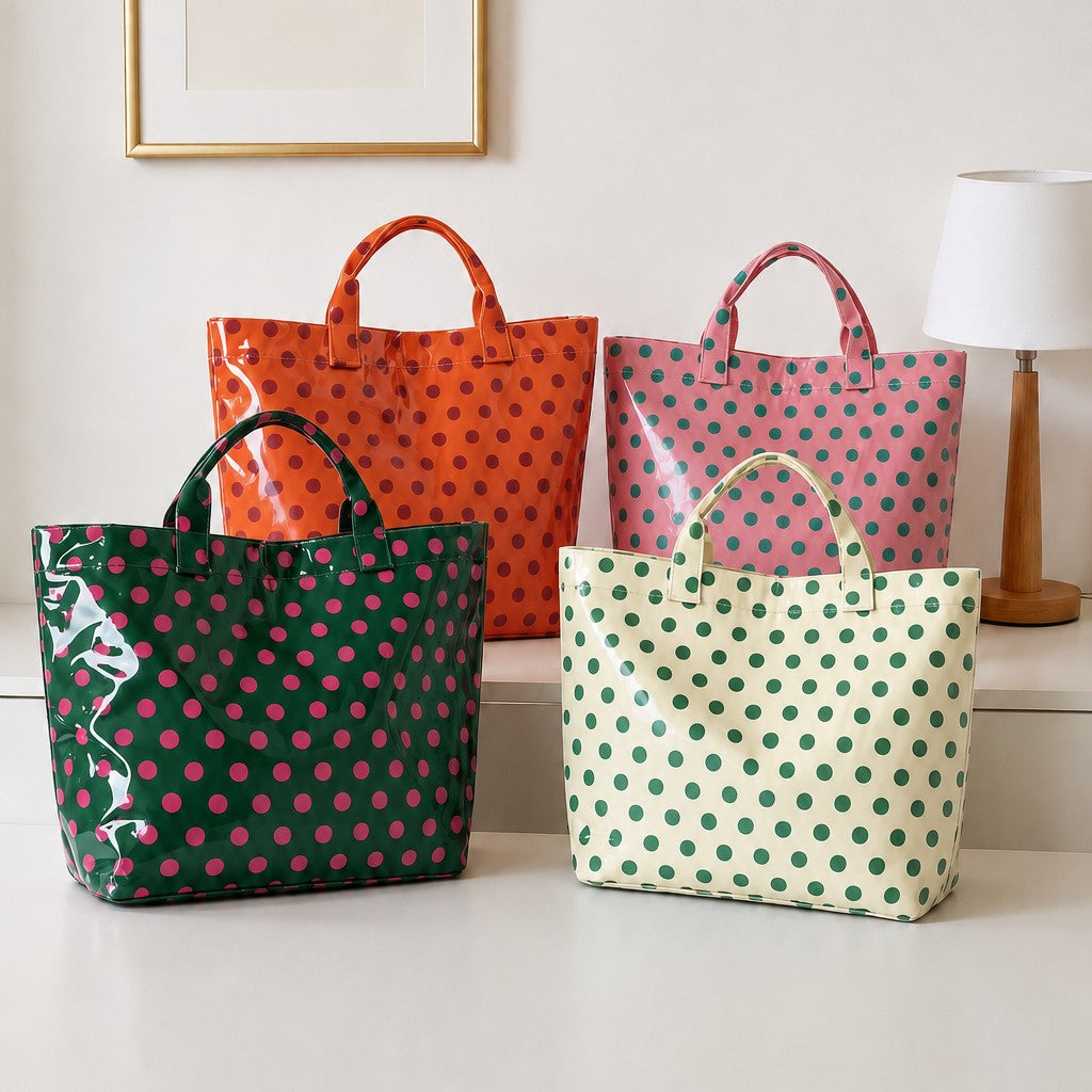 Large Striped Vinyl Tote Bags | 40P636