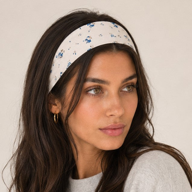 Blue Stripe & Vintage Floral Printed Headband Set | 40HWP602