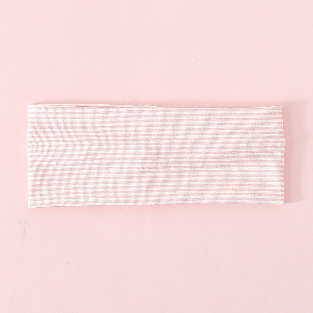 Pink Pinstripe & Floral Printed Headband Set | 40HWP603