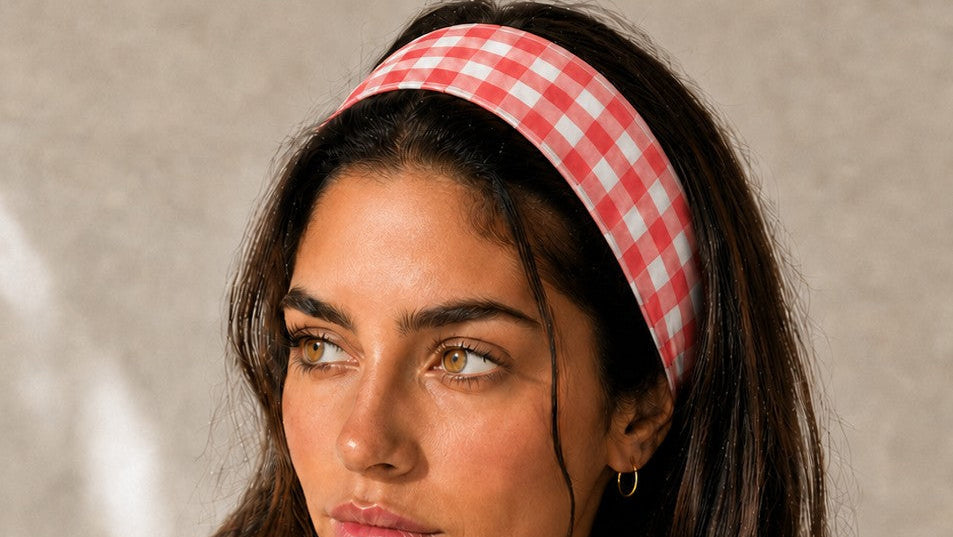 Red Gingham & Black Polka Dot Headband 2-pc Set| 40HWP604