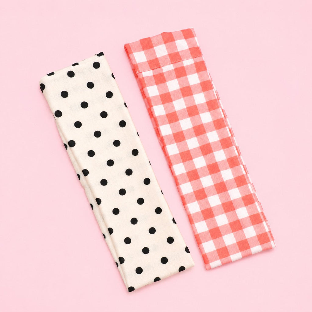 Red Gingham & Black Polka Dot Headband 2-pc Set| 40HWP604