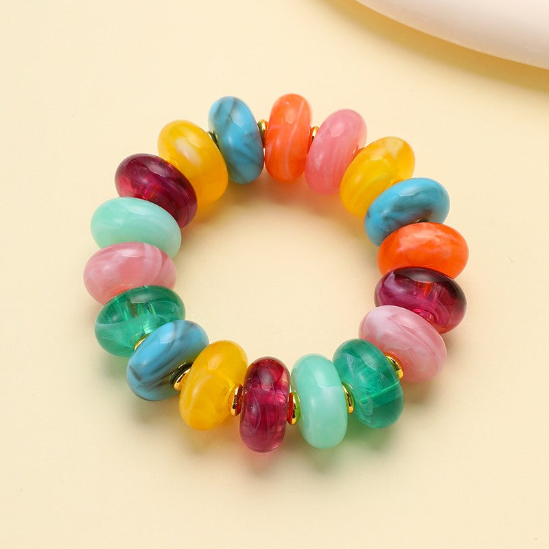 Chunky Resin Rondelle Beaded Stretch Bracelet | 40B5287