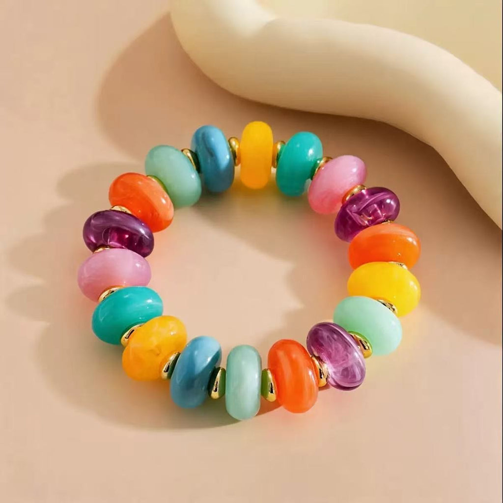 Chunky Resin Rondelle Beaded Stretch Bracelet | 40B5287