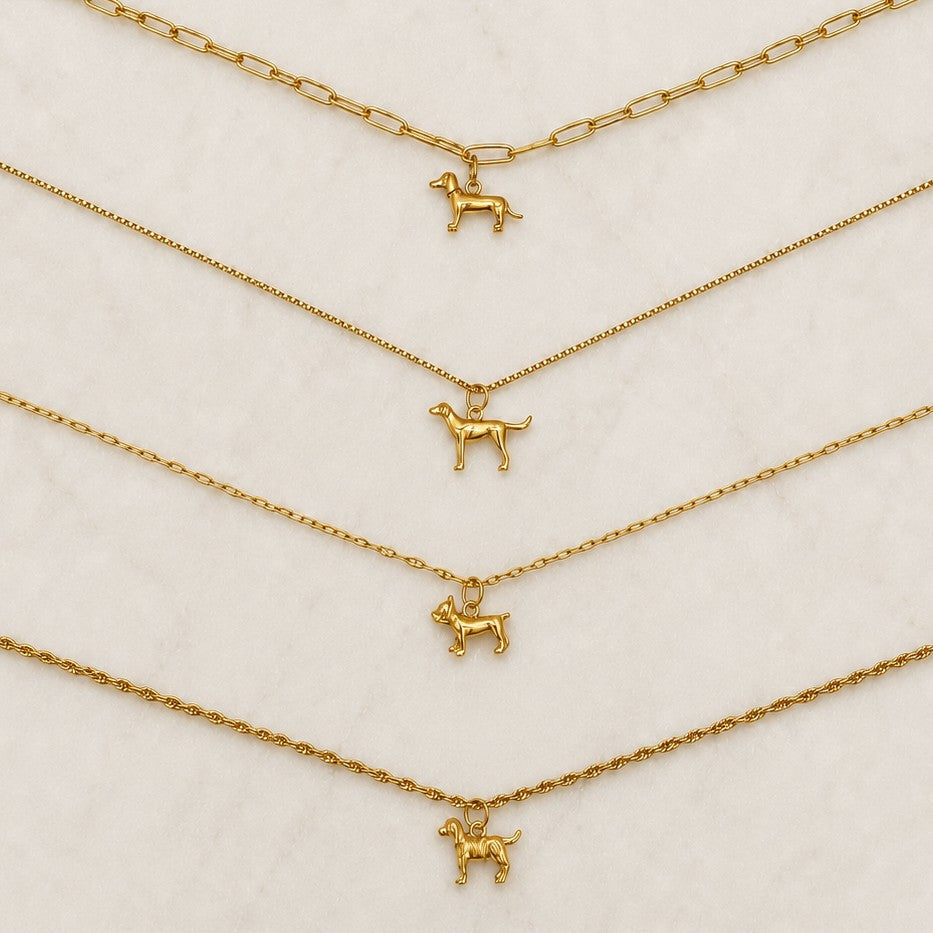 18K STAINLESS STEEL DOG CHARM NECKLACE | 40NK9765