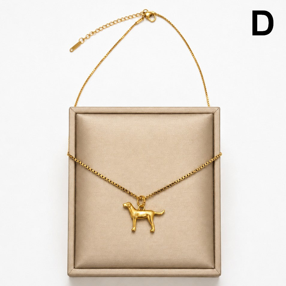 18K STAINLESS STEEL DOG CHARM NECKLACE | 40NK9765