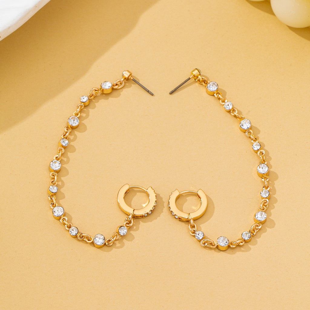 Crystal Stud Double Piercing Drop Earrings | 80E62939