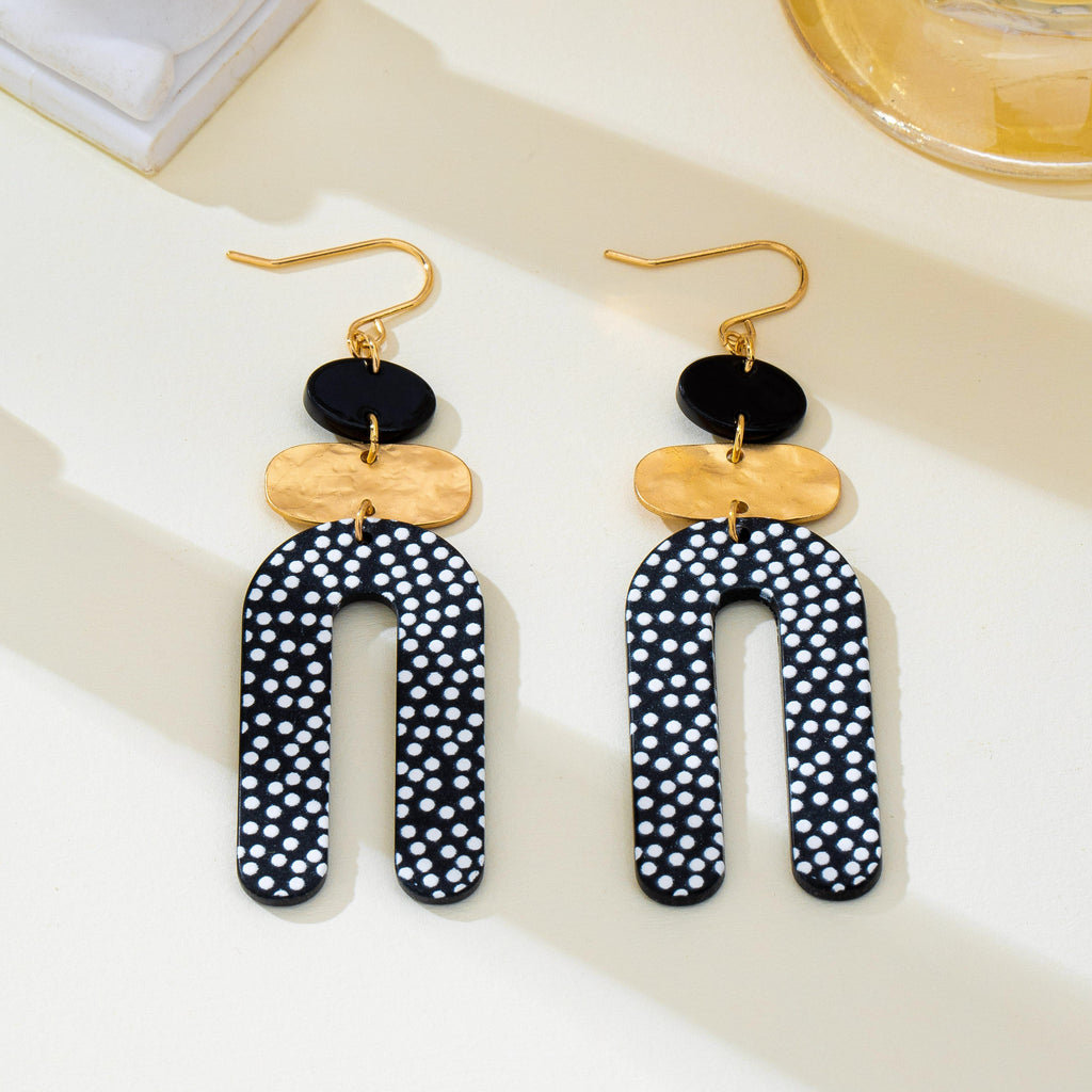 Polka Dot Arch Statement Drop Earrings | 80E63312