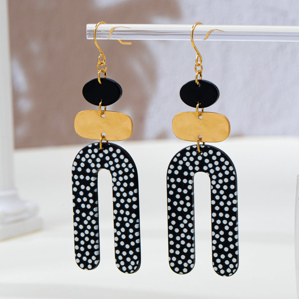 Polka Dot Arch Statement Drop Earrings | 80E63312