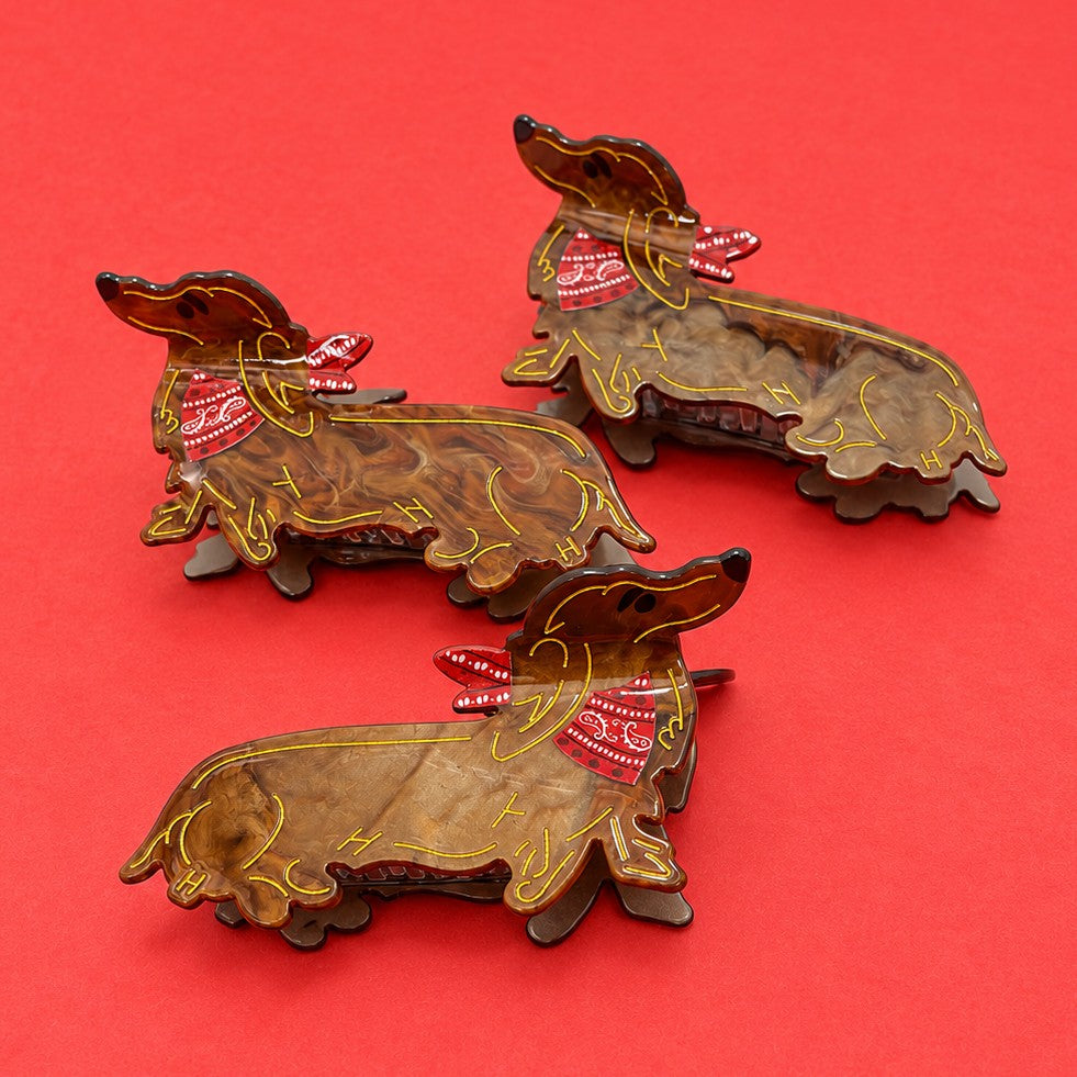 Charming Dachshund Dog Bandana Hair Claw Clip | 40H1235