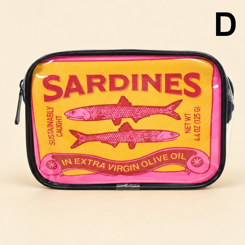 Sardine Tin Graphic Clear Cosmetic Travel Pouch Bag | 40P658