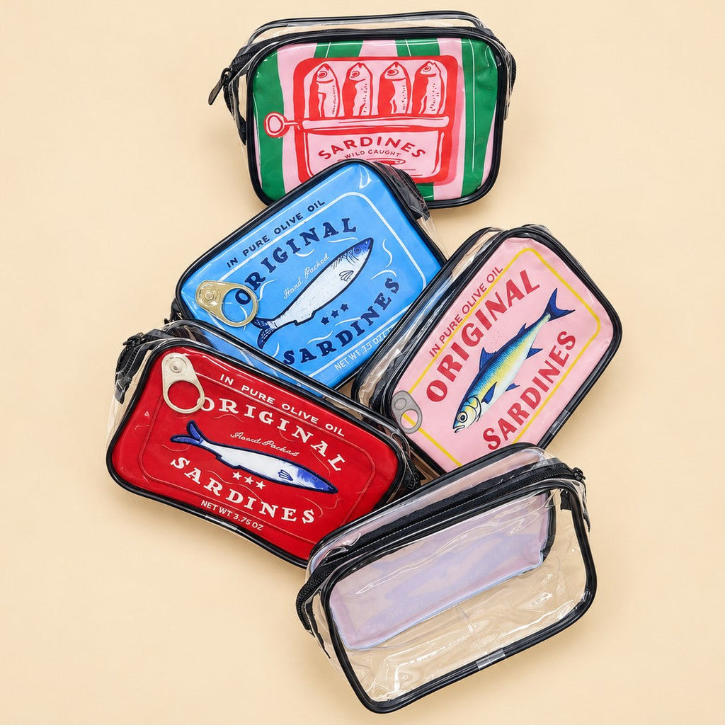 Sardine Tin Graphic Clear Cosmetic Travel Pouch Bag | 40P658