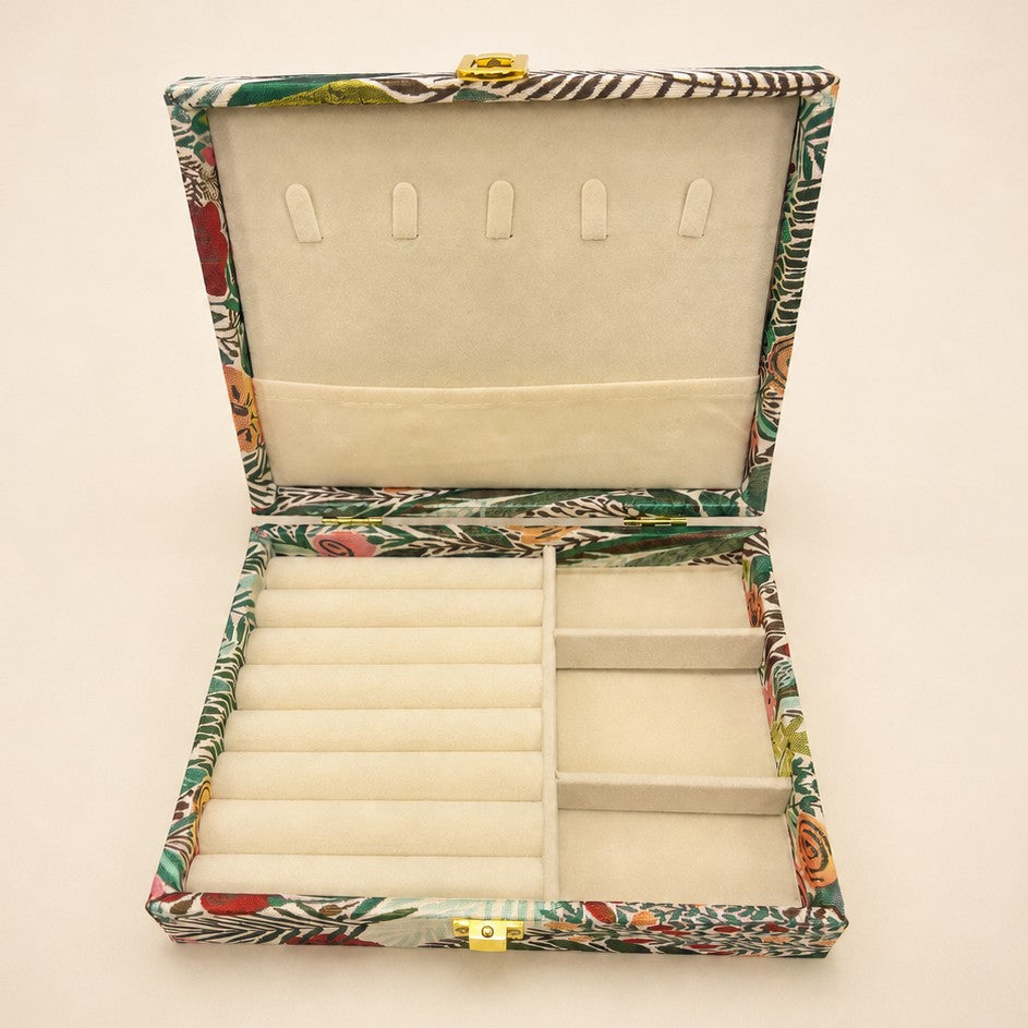 FLORAL PRINT JEWELRY ORGANIZER TRAVEL BOX CASE | 40P644
