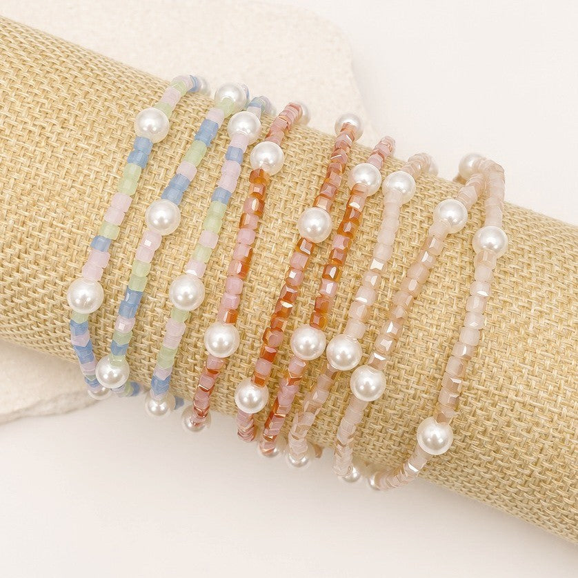 Pastel Mixed Beaded Pearl Stretch Bracelet | 40B5274