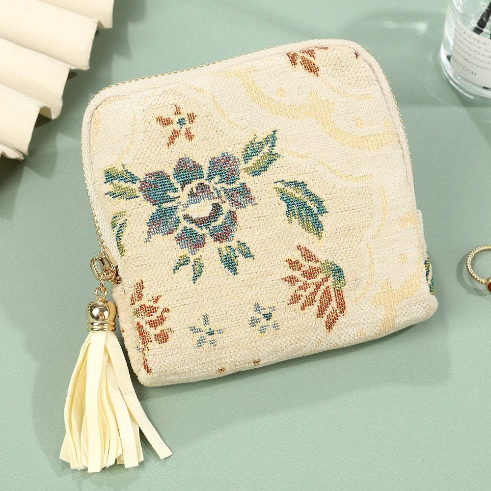 Floral Jacquard Mini Jewelry Pouch Wallet | 40P650