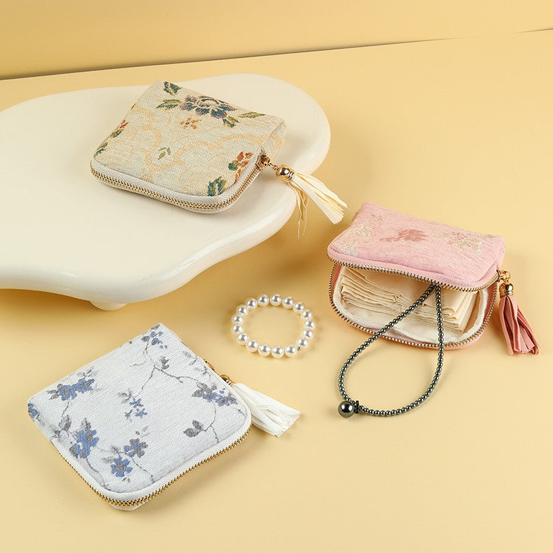 Floral Jacquard Mini Jewelry Pouch Wallet | 40P650