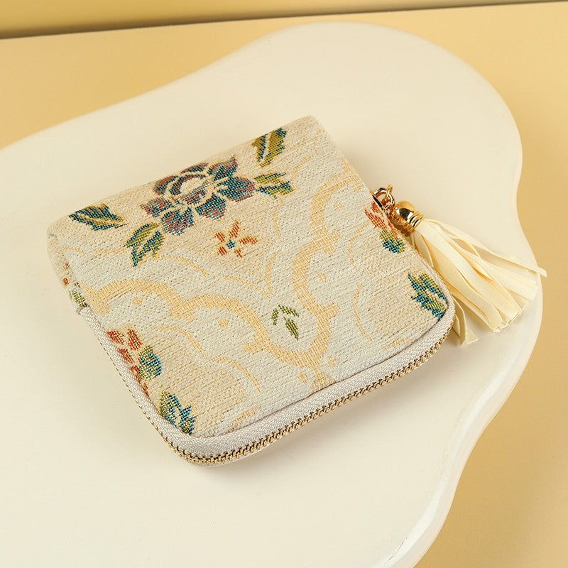 Floral Jacquard Mini Jewelry Pouch Wallet | 40P650