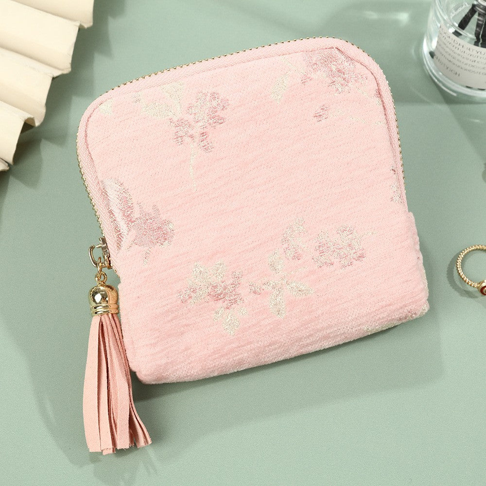 Floral Jacquard Mini Jewelry Pouch Wallet | 40P650