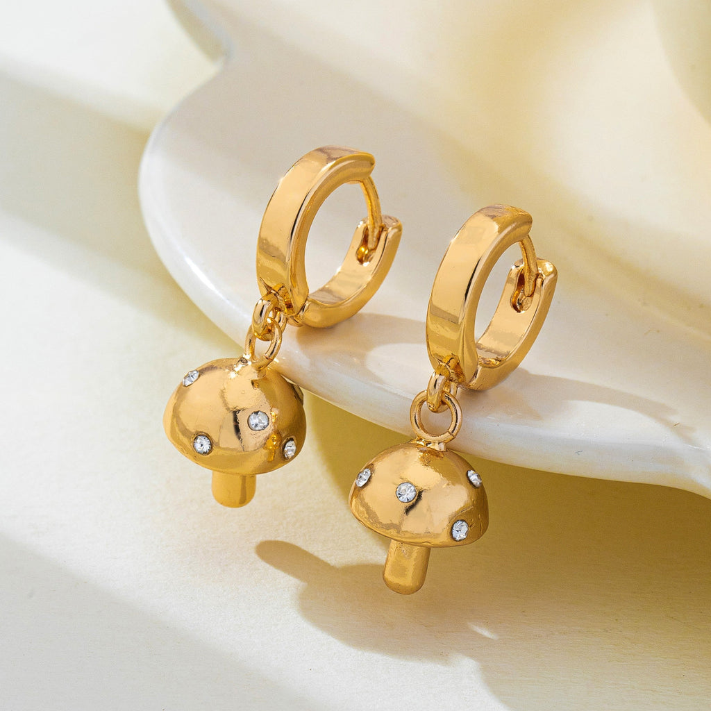 Crystal Mushroom Huggie Hoop Earrings | 80E63093