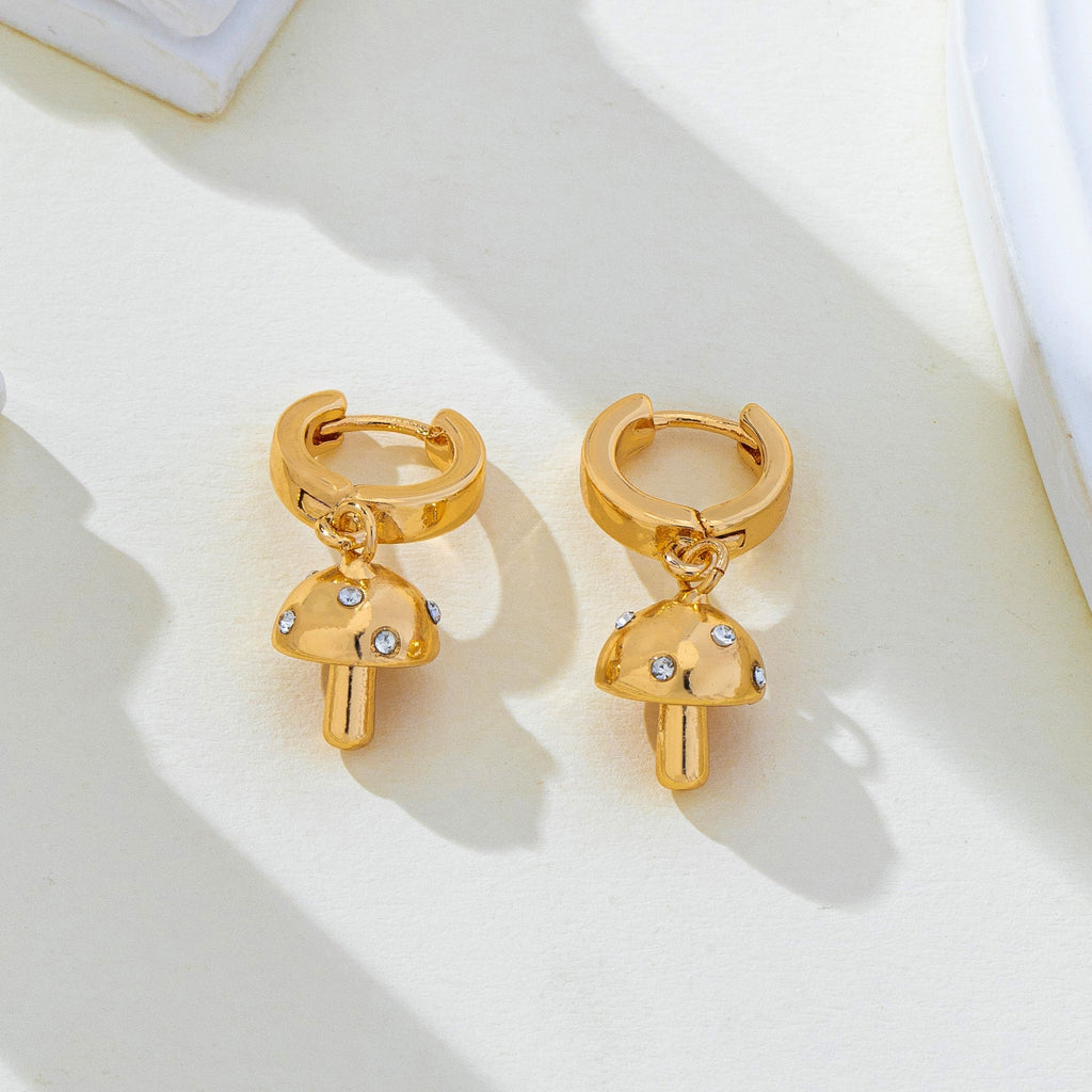 Crystal Mushroom Huggie Hoop Earrings | 80E63093