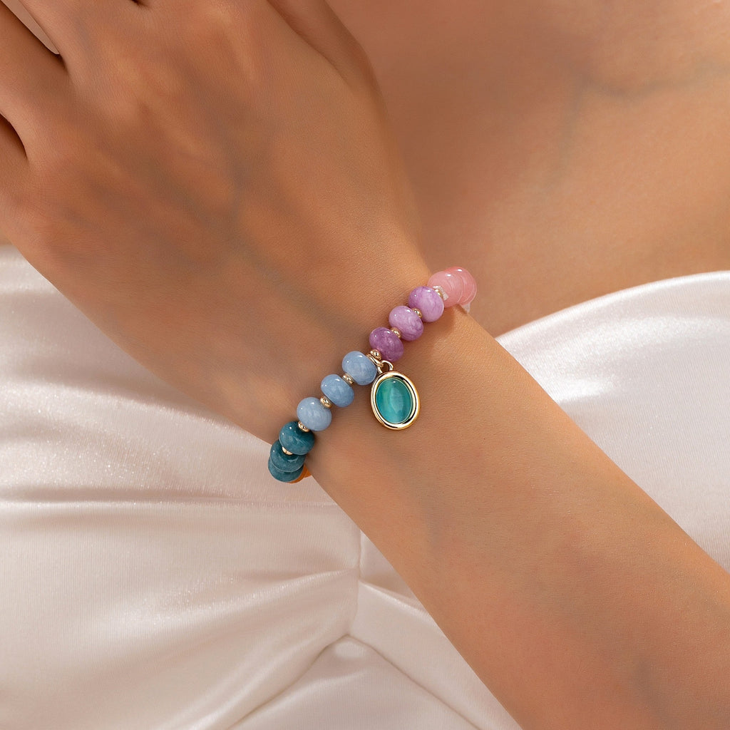 Natural Stone Cateye Charm Stretch Bracelet | 80B1901