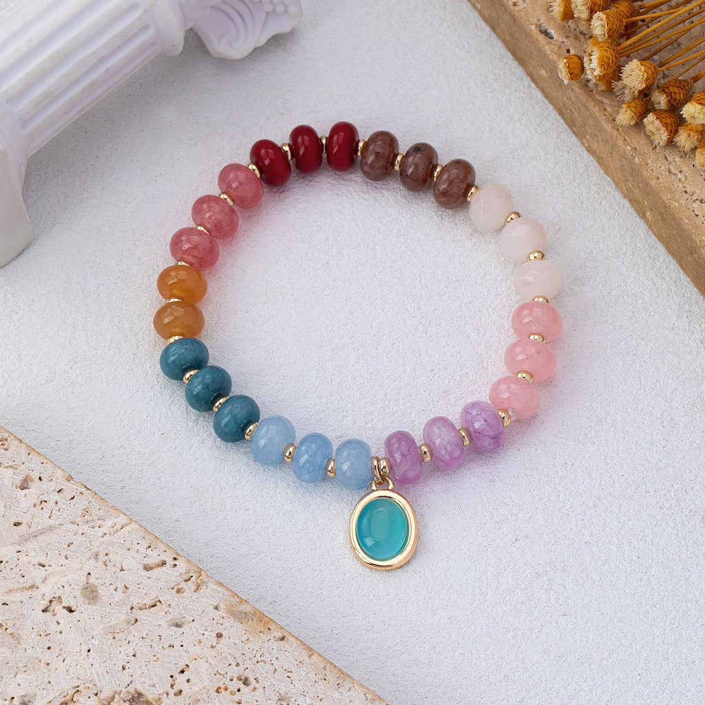 Natural Stone Cateye Charm Stretch Bracelet | 80B1901