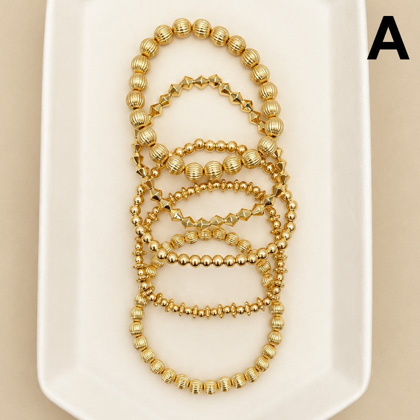 Gold-Tone Mixed Beaded Stretch Bracelet Set | 40B5250