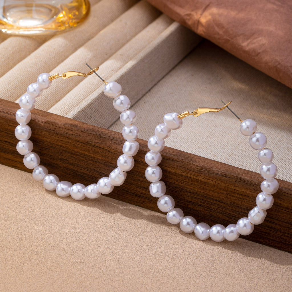 Classic Pearl Beaded Hoop Earrings | 80E63179