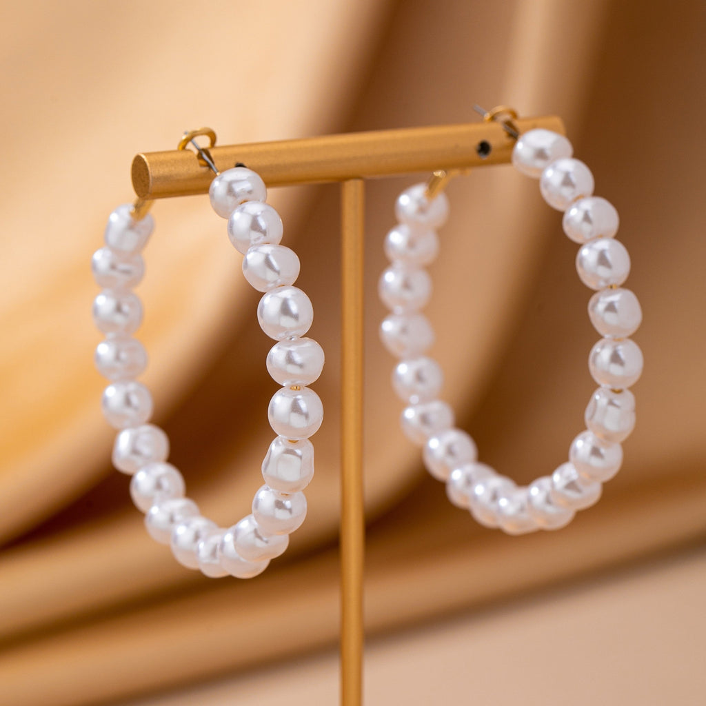 Classic Pearl Beaded Hoop Earrings | 80E63179