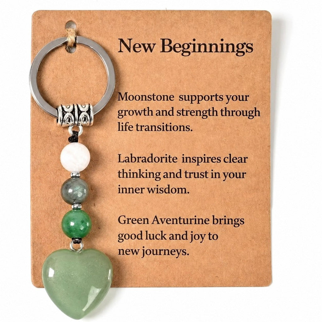 Natural Gemstone Heart Dangle Bag Charm Key Chain | 40KC197