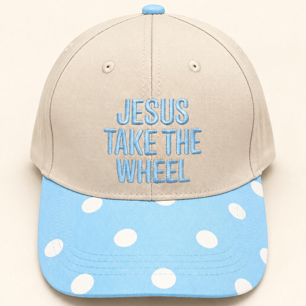 "JESUS TAKE THE WHEEL" Polka Dot Baseball Cap | 40HW767