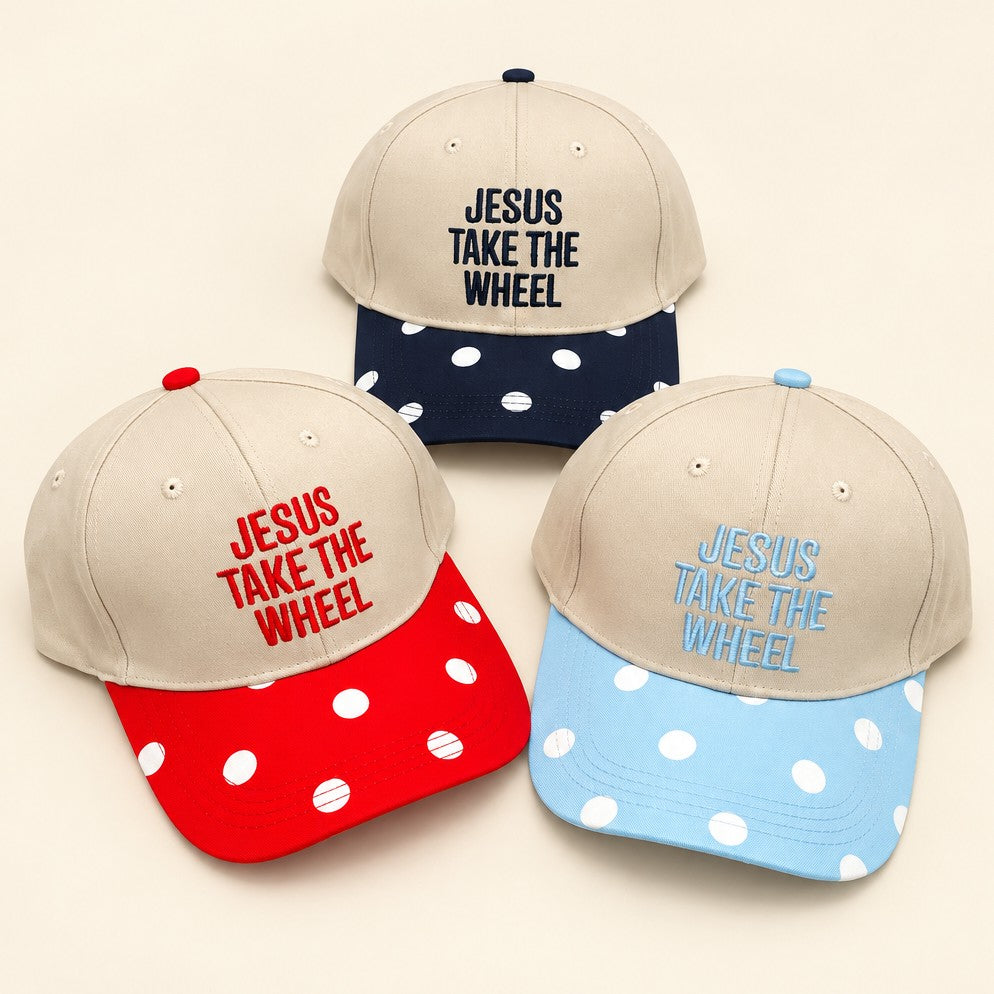 "JESUS TAKE THE WHEEL" Polka Dot Baseball Cap | 40HW767