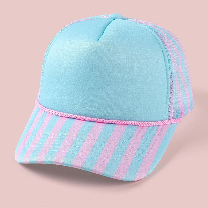 Pastel Striped Mesh Trucker Hat | 40HW768