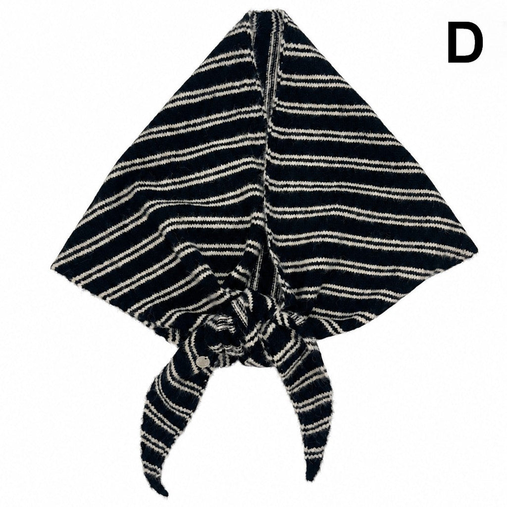 Striped Triangle Neck Scarf Shawl | 40SC747
