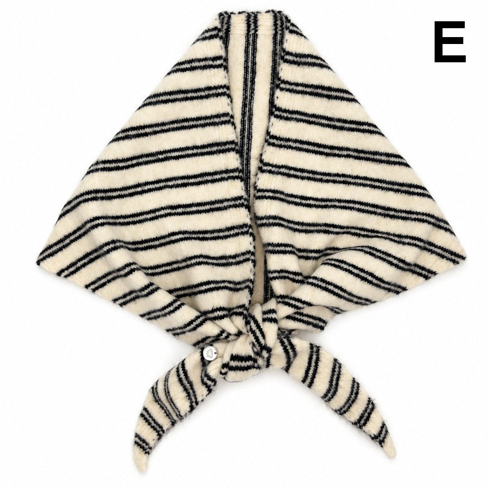 Striped Triangle Neck Scarf Shawl | 40SC747