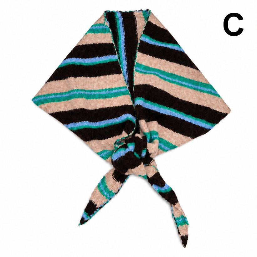 Striped Triangle Neck Scarf Shawl | 40SC747