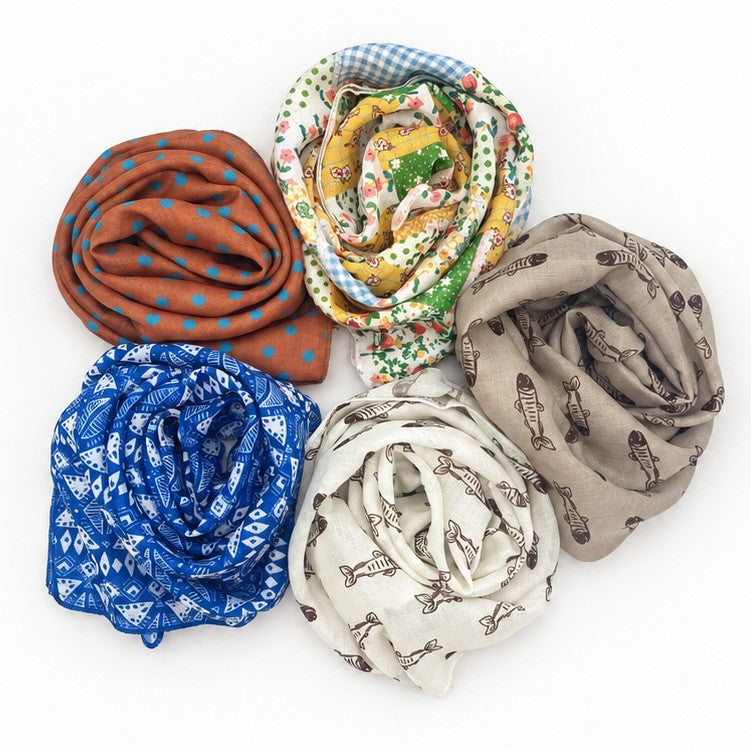 Assorted Print Thin Square Scarf | 40SC740