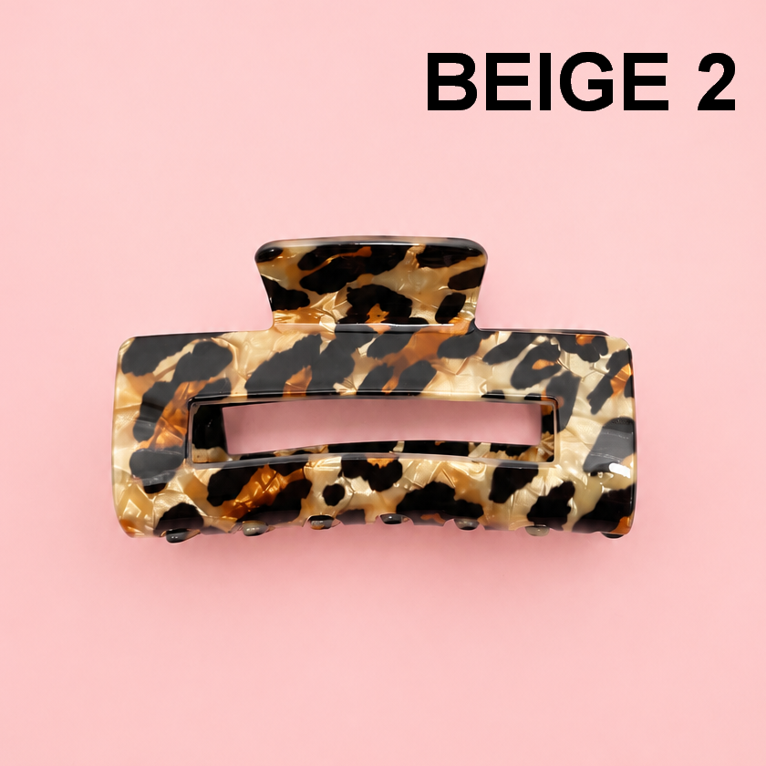 RECTANGLE LEOPARD ANIMAL DESIGN HAIR CLAW CLIPS | 40H859
