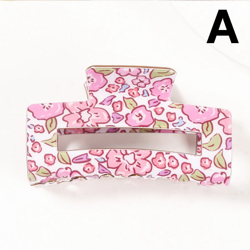 JUMBO FLORAL RECTANGLE HAIR CLAW CLIPS | 40H936