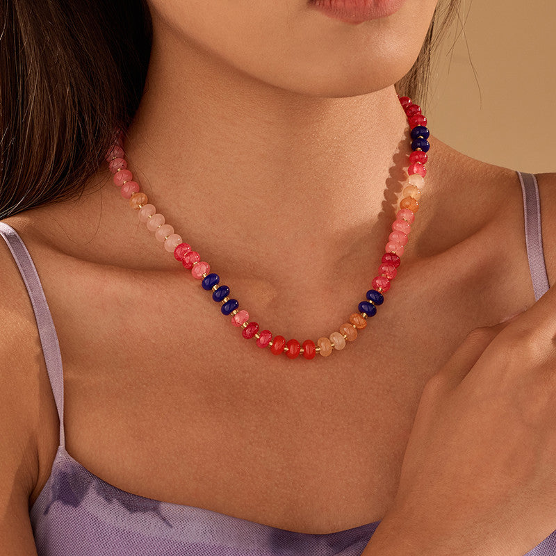 Natural Stone Semi-Precious Glass Mixed Necklace | 40NK9659