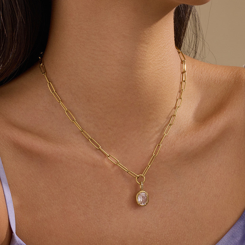 18K STAINLESS STEEL TARNISH FREE SQUARE NECKLACE | 40NK9675