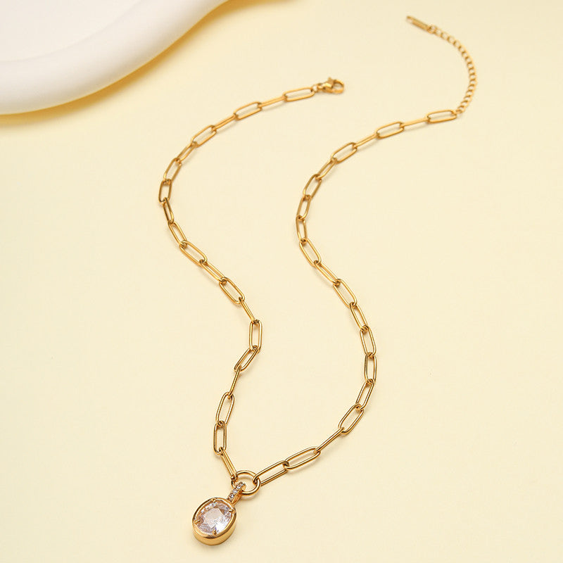 18K STAINLESS STEEL TARNISH FREE SQUARE NECKLACE | 40NK9675