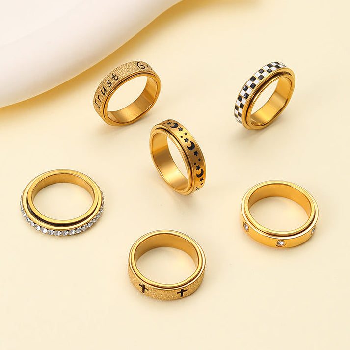 18K STAINLESS STEEL TARNISH FREE DAISY SPINNER RING | 40R155