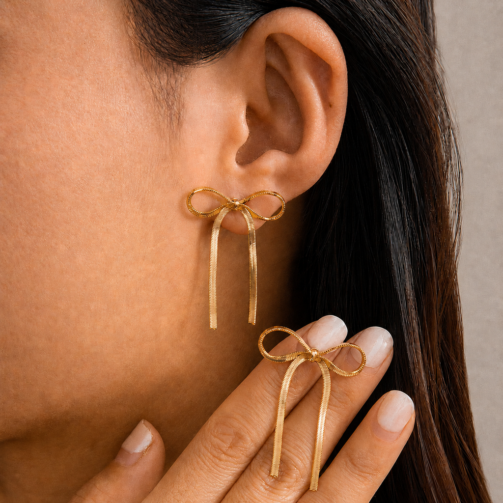 FESTIVAL BOW SNAKE CHAIN EARRINGS | 40E293