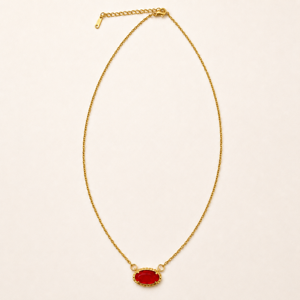 OVAL GEMSTONE CHARM PENDANT NECKLACE | 40NK9661