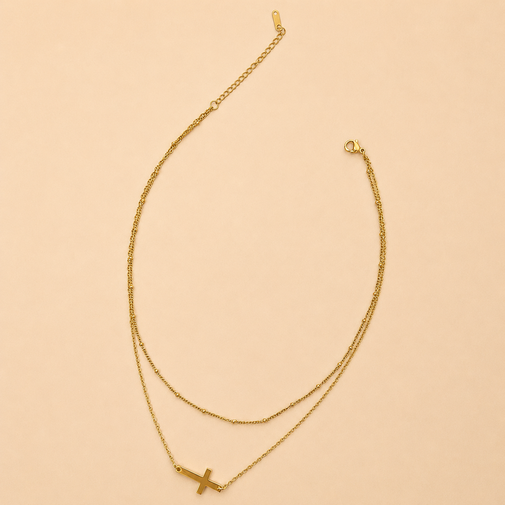 18K STAINLESS STEEL TARNISH FREE CROSS NECKLACE | 40NK9614