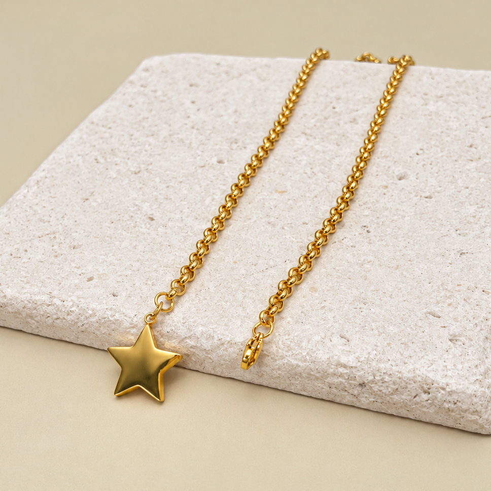 18K STAINLESS STEEL TARNISH FREE STAR NECKLACE | 40NK9667