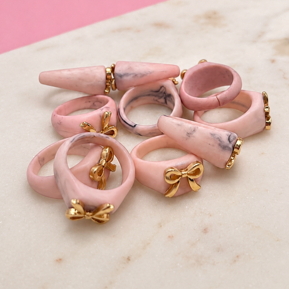 Bow-Accented Pink Gem Ring | 80R207