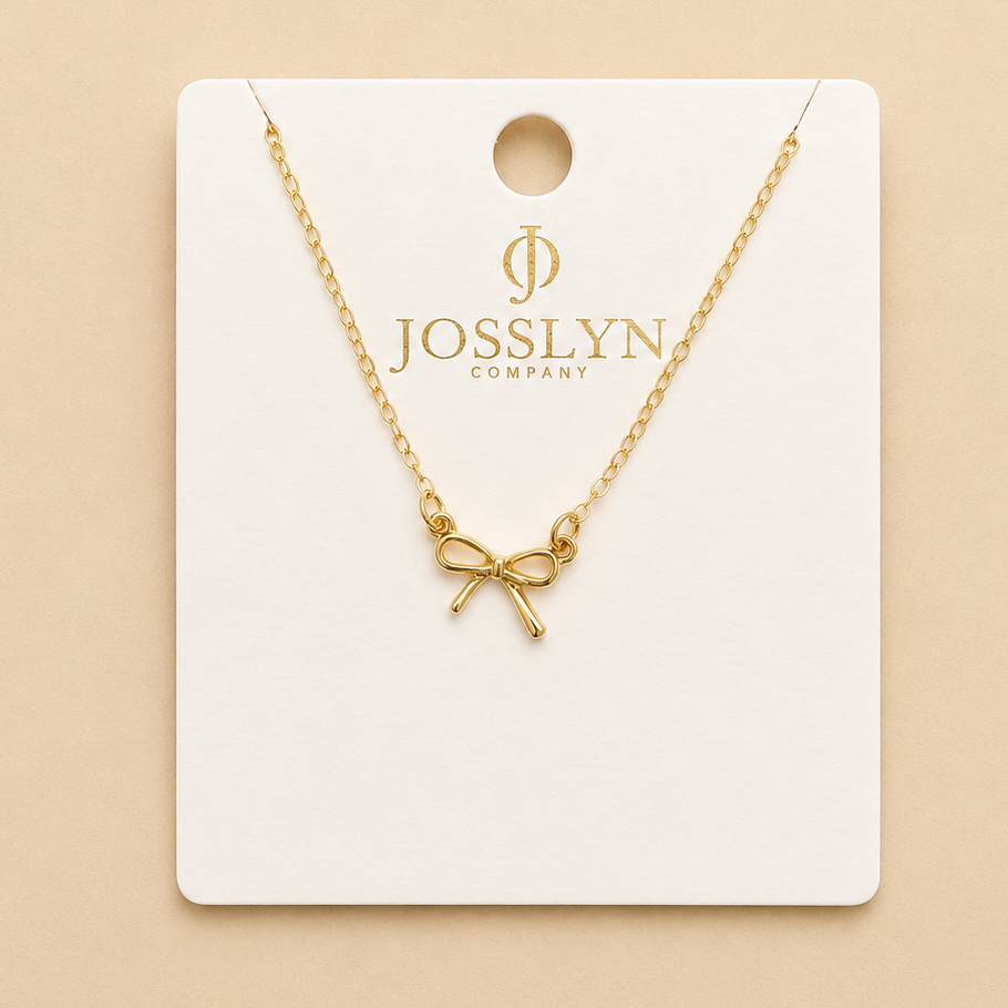 MINI GOLD BOW CHARM NECKLACE | 80N346