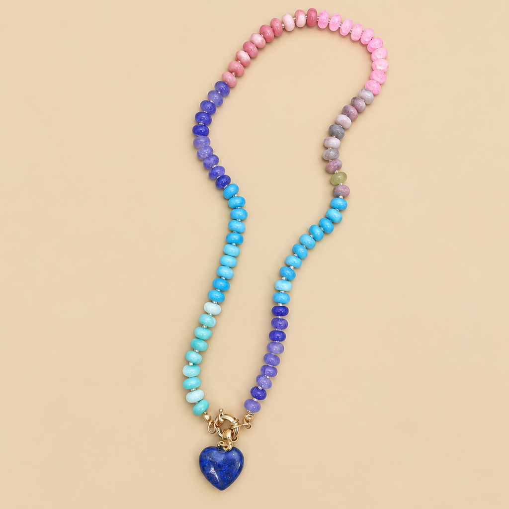 Natural Stone Semi-Precious Glass Mixed Necklace | 40NK9702