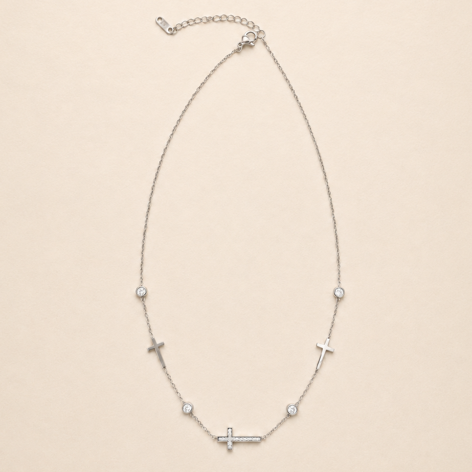 18K STAINLESS STEEL TARNISH FREE CROSS NECKLACE | 40NK9453